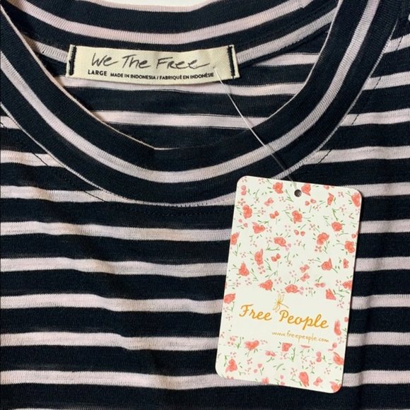 NWT Free People Night Sky Stripe T Shirt Black - Picture 6 of 10